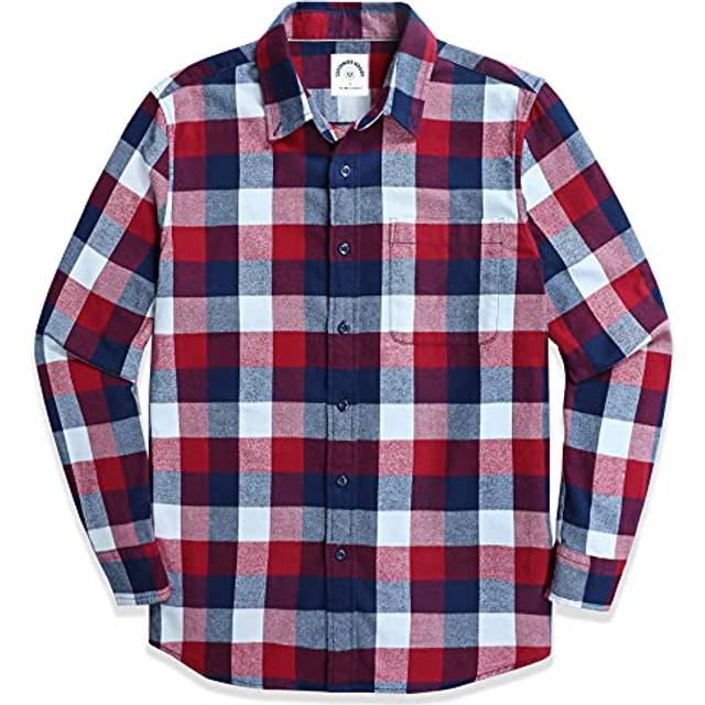 Dubinik?Mens Flannel Shirts Long Sleeve Flannel Shirt for Men Plaid Pockets Soft Casual 100% Cotton Button Down Regular Fit