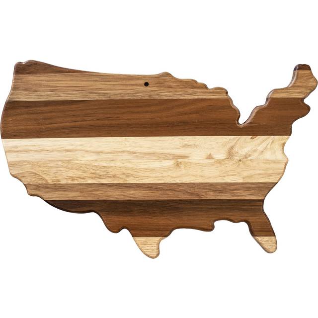 Rock & Branch Shiplap Series USA Shaped Wood Cutting Board and Charcuterie Serving Platter  Includes Hang Tie for Wall Display