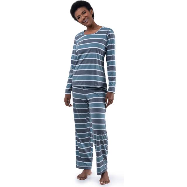 Fruit of the Loom Women's Long Sleeve Tee and Pant 2 Piece Sleep Set