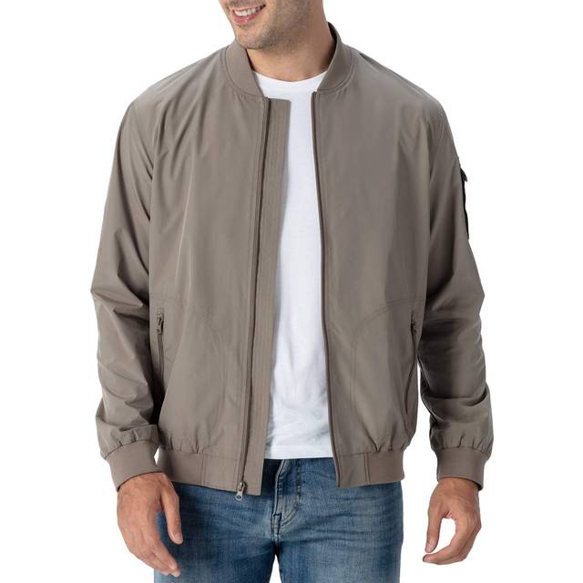 Rdruko Men's Running Jacket Lightweight Bomber Jacket Causal Varsity Flight Windbreaker(Khaki  US XL)
