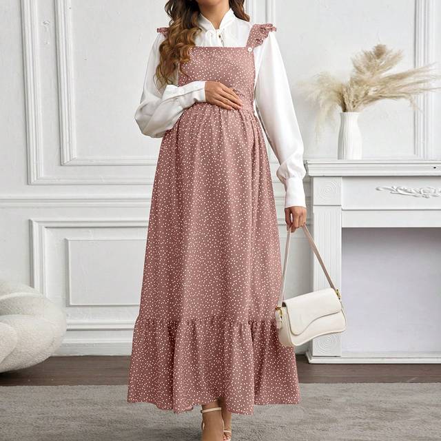 SHEIN Maternity Casual Polka Dot Print Long Jumper Dress For Autumn
