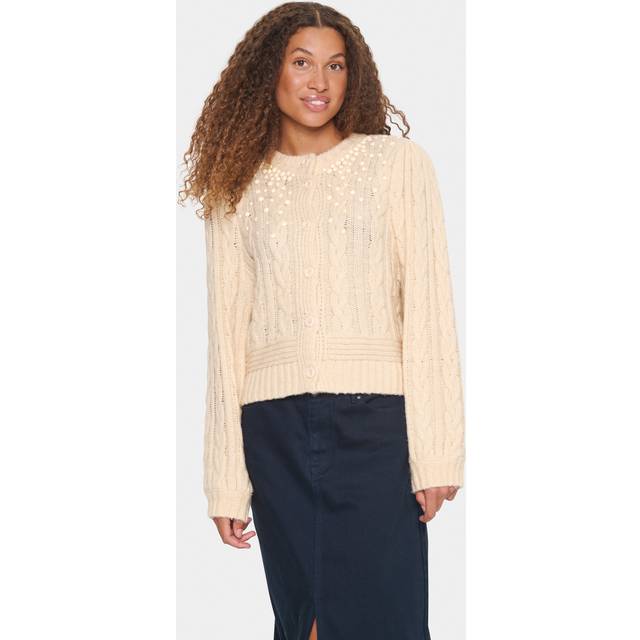 Saint Tropez Ivalasz Cardigan Dam Koftor & Cardigans Stl. M - Från Magasin - Creme (M)