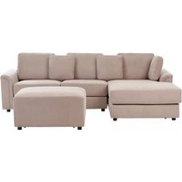 Beliani Left Hand Fabric Corner Sofa With Ottoman Taupe Kohlo, Multi