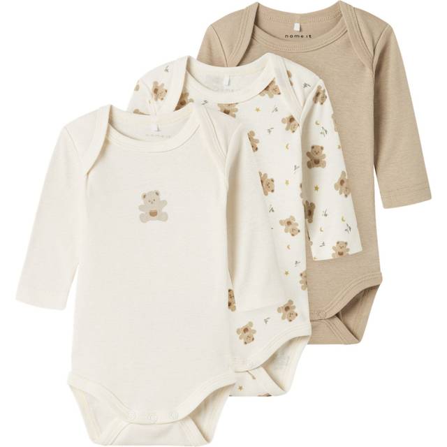 NAME IT Nbnbody 3P Ls Jet Stream Bear Noos |Beige |68