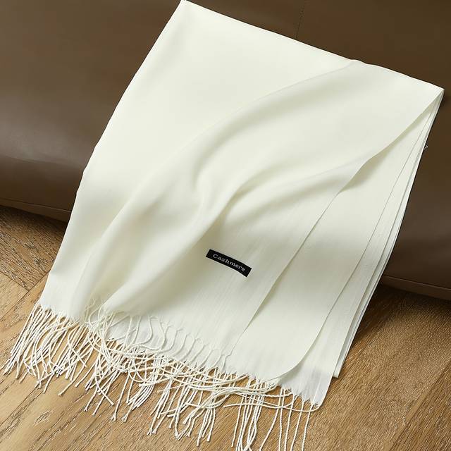 TEMU Elegant Solid Brown Tassel Scarf – Soft, Warm, And Stylish Shawl For , Casual , Wind Protection, And Christmas Gifts, Winter Scarf | | Soft Texture