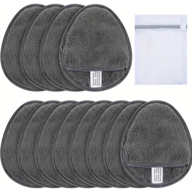 TEMU Makeup Remover Pads Reusable Makeup Removal Pads Washable Microfiber Makeup Removal Pads Face Super Soft Facial Cleansing Pads With Laundry Bag Gray 10x13cm,6pack/12pack