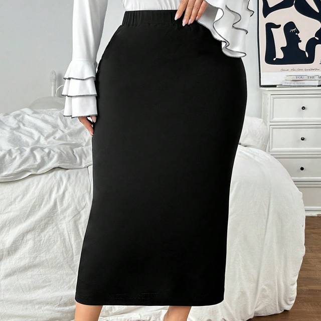 Firerie Plus Size High-Waisted Midi A-Line Skirt