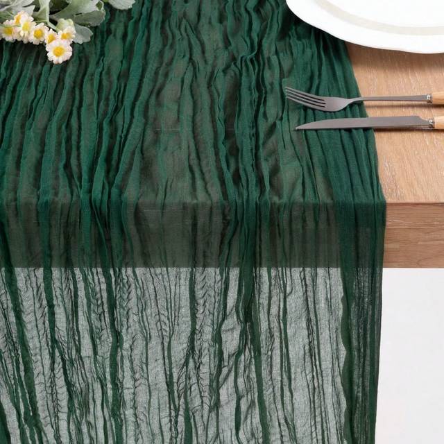 SHEIN 1pc Green Cheese Cloth Tablecloth, Bohemian Gauze Cheesecloth Tablecloth, Country Style Transparent Tablecloth, Ideal For Wedding, Bridal Shower, Baby