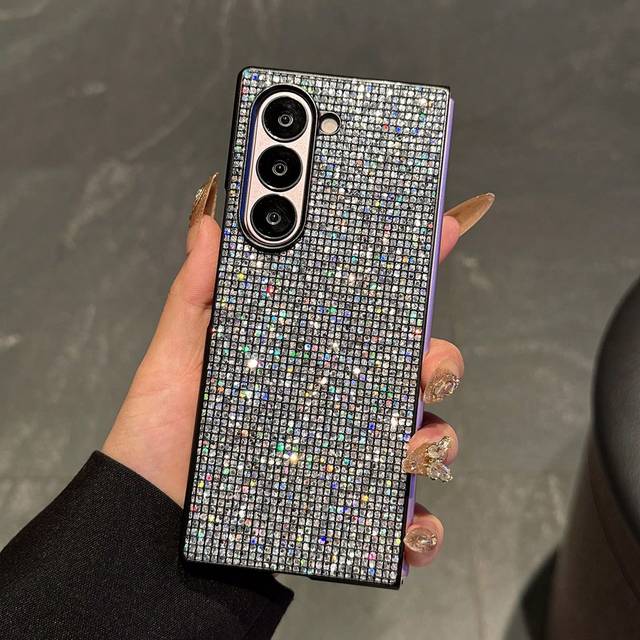 SHEIN Sequined Mobile Phone Case Compatible With Samsung Z Fold 3/4/5/6 And Pixel 8/9