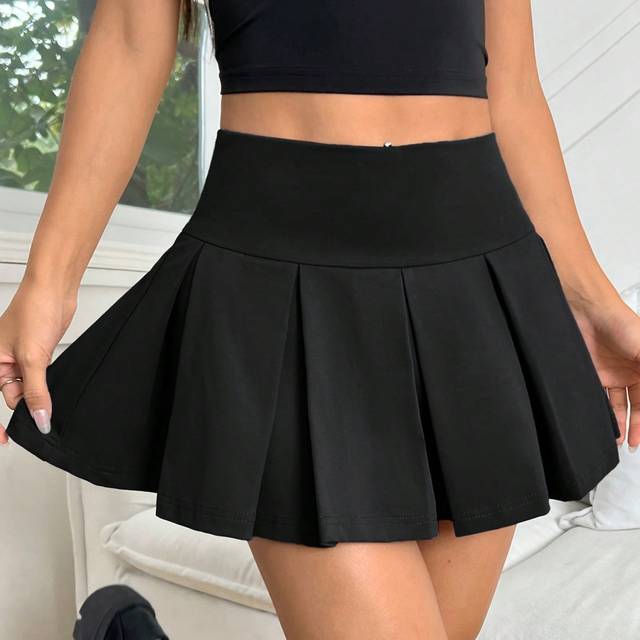 Comfortcana Women&#39;s Cute Knitted Pleated Ultra Short Mini Skirt For Summer