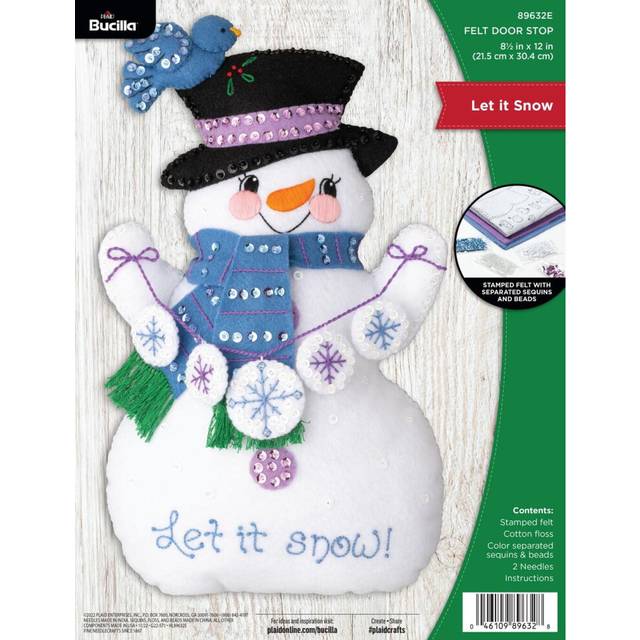 Bucilla Felt Applique Door Stopper Making Kit  Let It Snow  Perfect for DIY Arts and Crafts  89632E