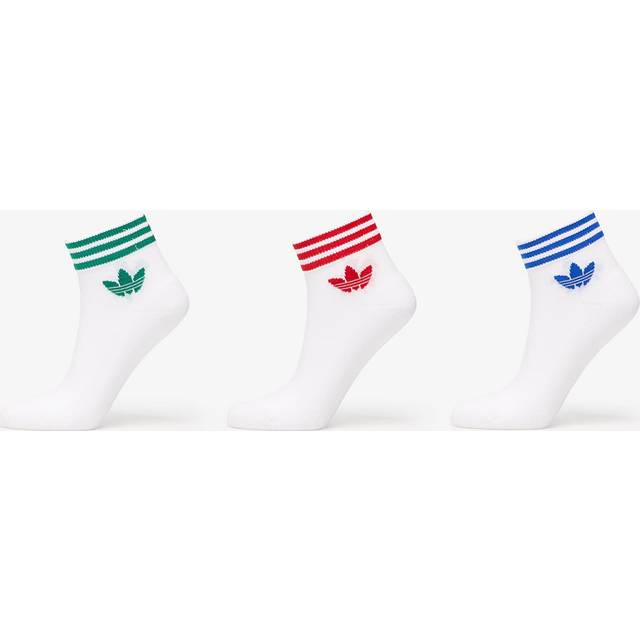 adidas Island Club Trefoil Ankle Socks 3-Pack White/ Better Scarlet/ Blue/ Green 39-42 (39-42)