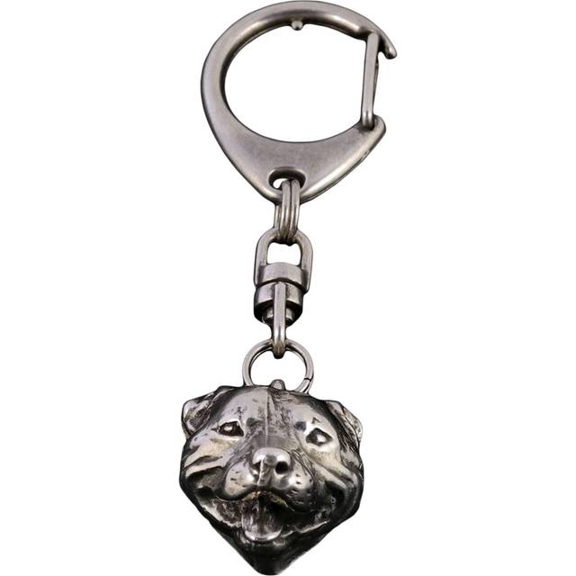 Staffordshire Bull Terrier, Staffy - Silver-plated key ring with dog, handbag decoration, backpack pendant by Art-Dog brand silver