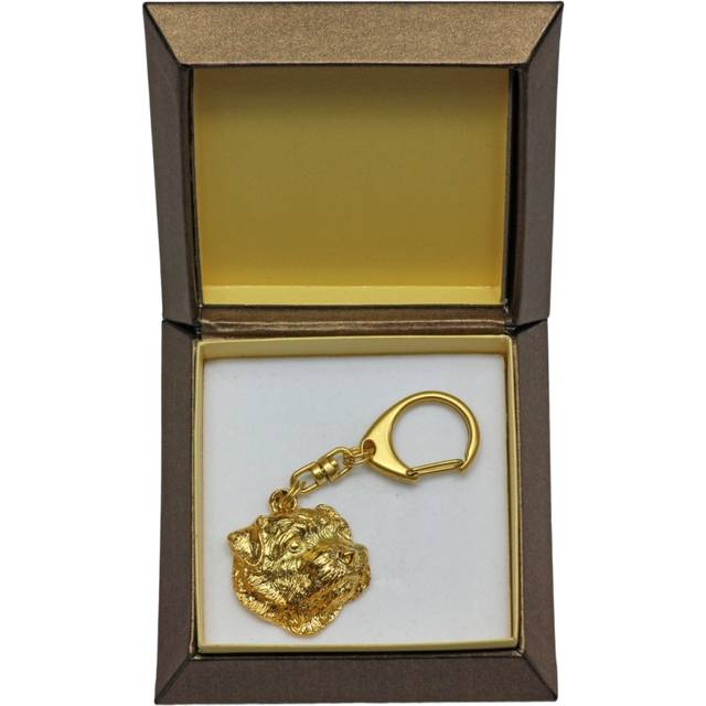 Norfolk Terrier - Gilded key ring with dog in gift box, handbag decoration, luxury accessory by Art-Dog brand