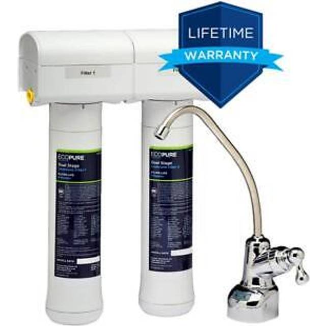 EcoPure ECOP20 Dual Stage Undersink Water Filtration System, 1 Count (Pack of 1), White