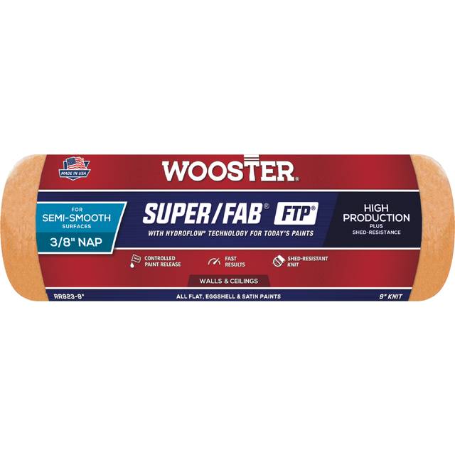 Wooster Brush RR923-9 Inch Super Fab FTP Roller Cover  3/8-Inch Nap