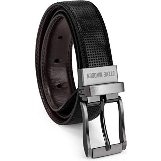 Steve Madden boys Reversible Belt for Kids  Black/Brown/Perforated  Small