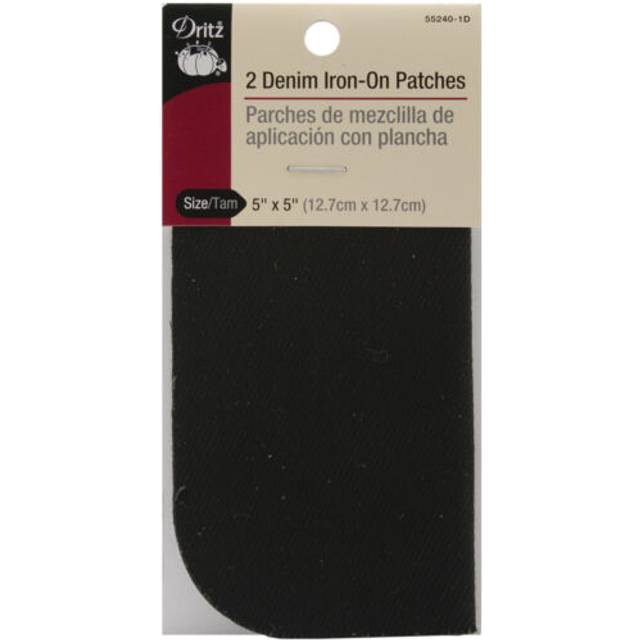 Dritz Denim  5 x 5-Inch  2 Count  Black Iron-On Patches