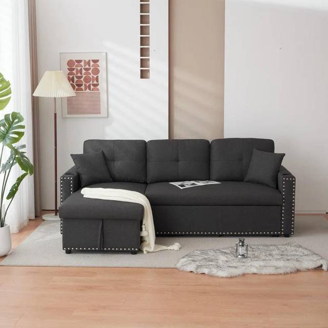 Beckner Sofa - Dark Grey (84cm H X 214cm W X 145cm D)