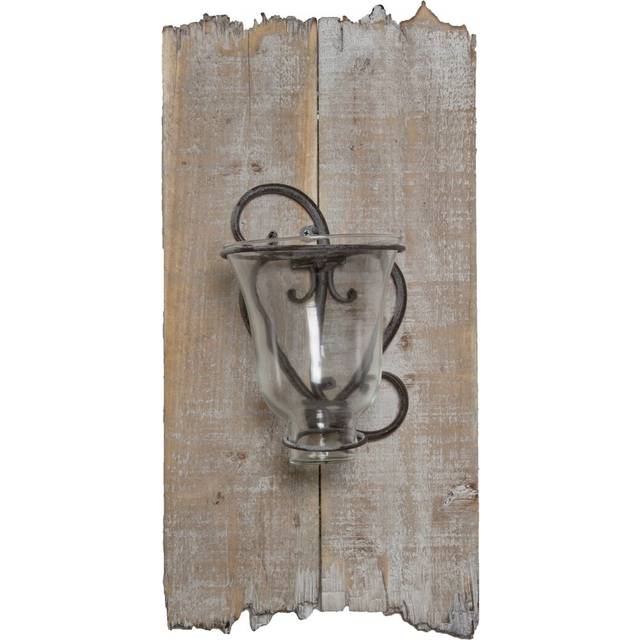Wood and Metal Sconce (42cm H X 22cm W X 17cm D)