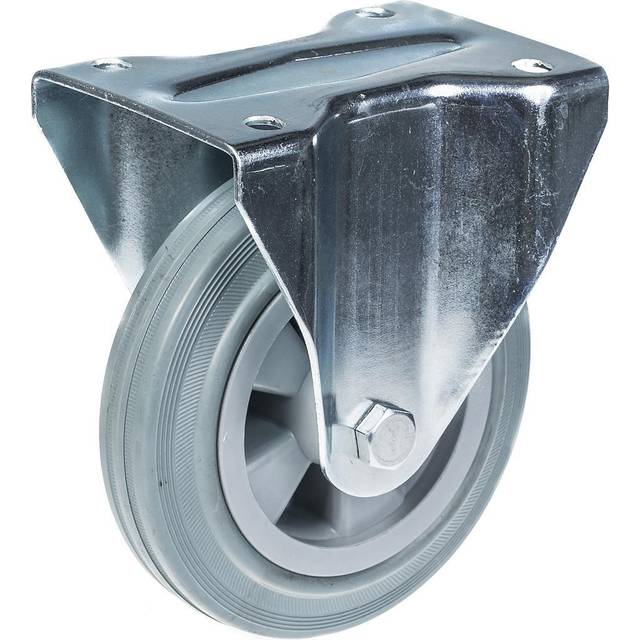 "160mm 6"" castor grey rubber tyre fixed strong 135kg capacity"