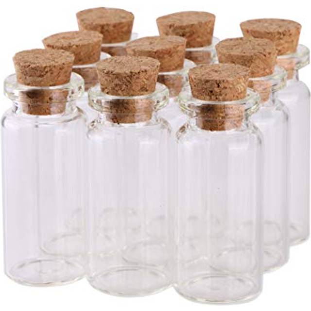 MaxMau 10ml Small Glass Bottles with Cork Stoppers pack of 100 Vials Tiny Jars for DIY Art Crafts Projects Store Wishing Bottles Message Wedding Favor