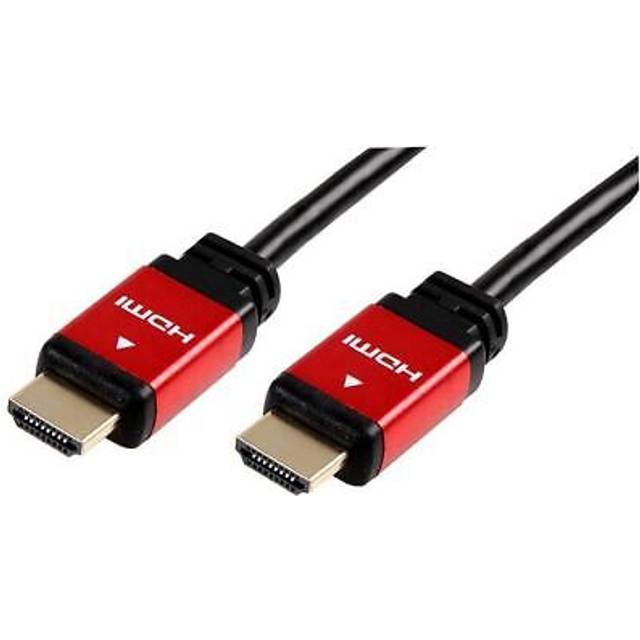 Pro Signal - Hdmi Lead With Ethernet, Male To Male, Red Metal Heads, 4m Black