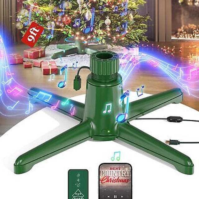 Musical Rotating Christmas Tree Stand?Patent Pending?  Anti-tilt Noiseless  Up to 9ft 120 lb Artificial Christmas Tree  360 Degree Spinning Tree Stand