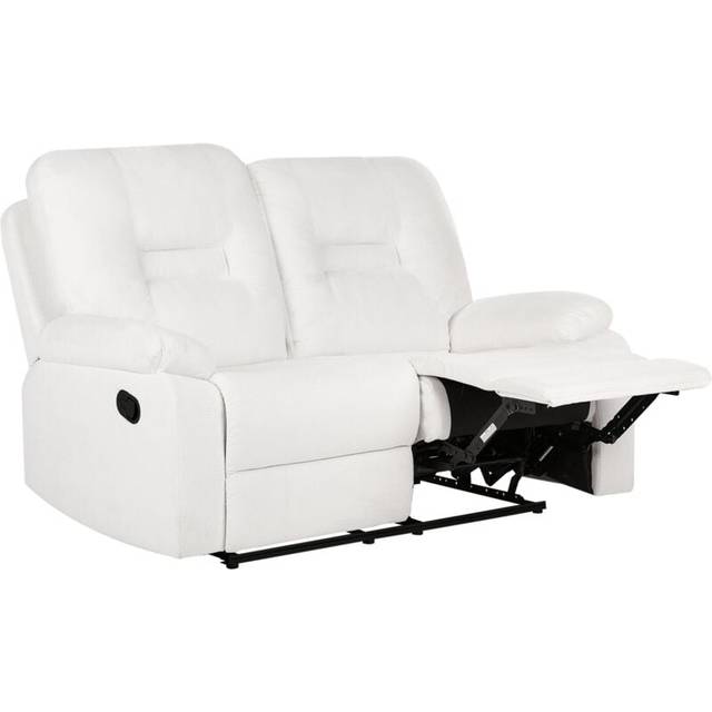 Beliani 2 Seater Fabric Manual Recliner Sofa White Bergen, White