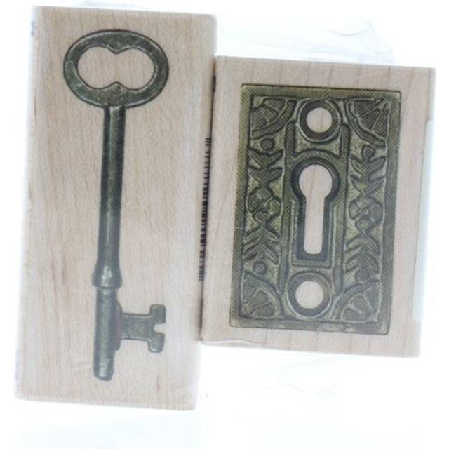 Inkadinkado Wood Stamp Set  Lock 'n Key