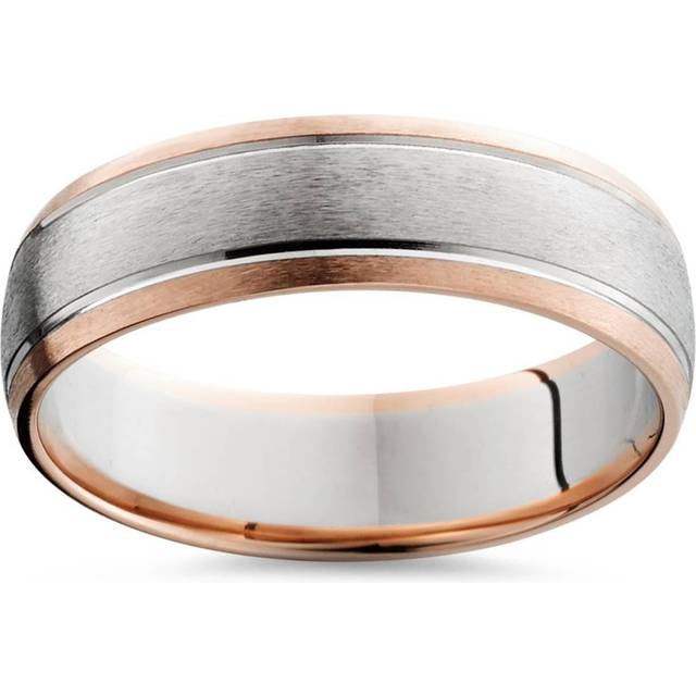 14k Rose & White Gold Two Tone Mens Wedding Band