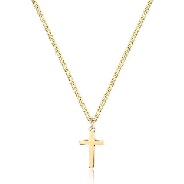 Joxevyia Cross Necklace for Boy 14K Gold Filled Stainless Steel Small Cross Pendant with Cuban Chain Necklace Simple Faith Jewelry Christmas Gift for