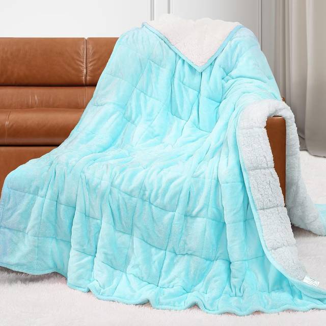 Alomidds Sherpa Fleece Weighted Blanket for Adults(20lbs Twin Size) Heavy Blanket with Fluffy Warm Thick Sherpa & Cozy Soft Flannel Snuggle Great for