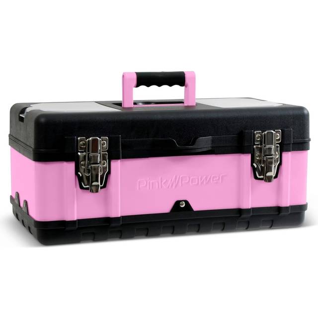 Pink Power Pink Tool Box for Women  18 Small Metal  Plastic Portable Lightweight Pink Locking Empty Toolbox Chest  Craft To