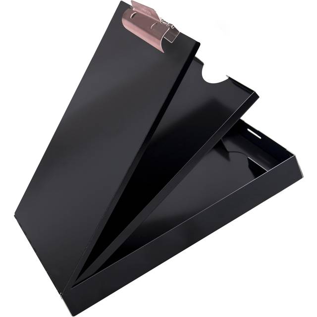 Saunders Metal Clipboard with Storage  Dual Storage Nursing  Letter Size Heavy Duty Contractor with High Capacity Clip and Self Locking Latch  Black