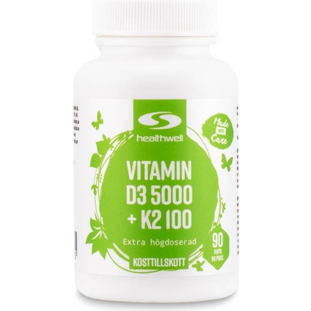Healthwell Vitamin D3 5000 + K2 100, 90 kaps