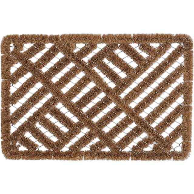 Relaxdays Wire Mesh Mat, 40 x 60 cm, Coconut & Metal, Indoor & Outdoor, Weatherproof Doormat Natural, 80% coconut 20% steel