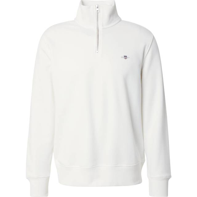 GANT Mens Eggshell Shield Half Zip Sweatshirt - Off-White - XX-Large