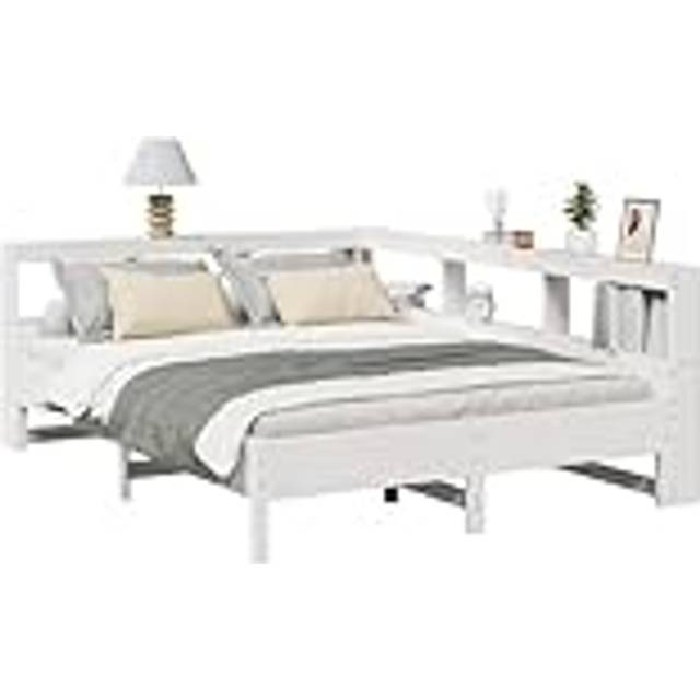 vidaXL Bookcase Bed without Mattress White 160x200 cm Solid Wood Pine