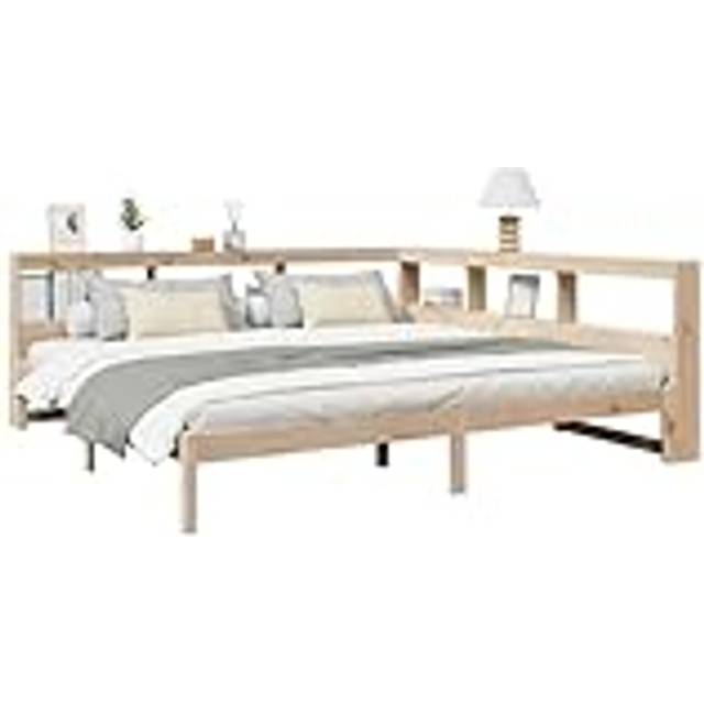 vidaXL Bookcase Bed without Mattress 200x200 cm Solid Wood Pine - Brown