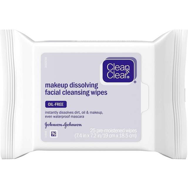 CLEAN & CLEAR Makeup Dissolving Facial Cleansing Wipes 25 Each (Pack of 2)