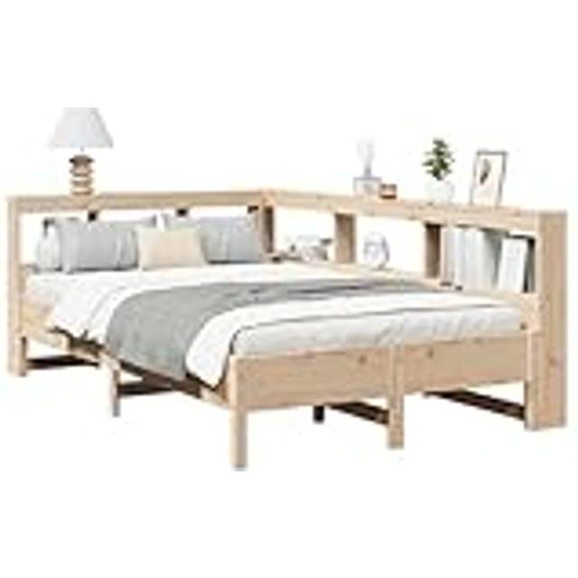 vidaXL Bookcase Bed without Mattress 140x190 cm Solid Wood Pine - Brown