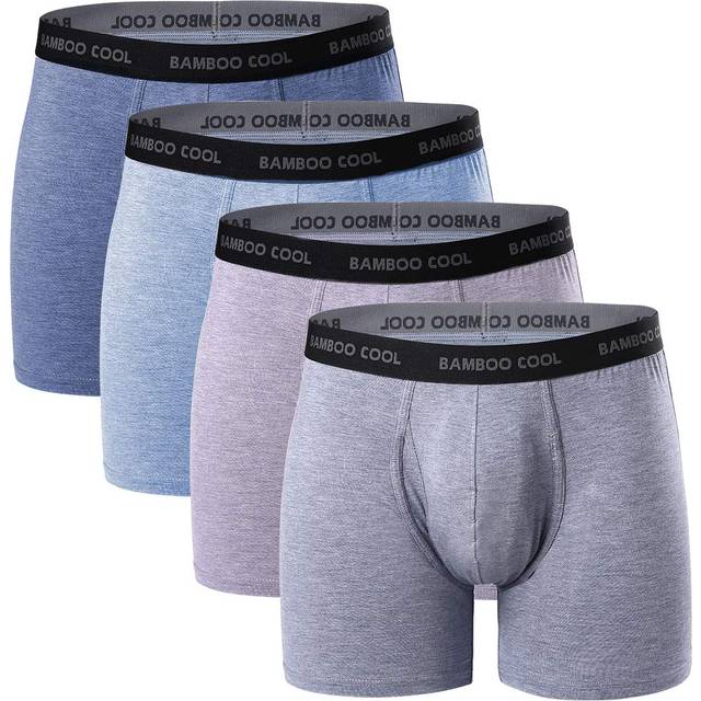 Men's Underwear Bamboo Viscose Long Section Mens Boxer Briefs Soft Comfortable4 PackM