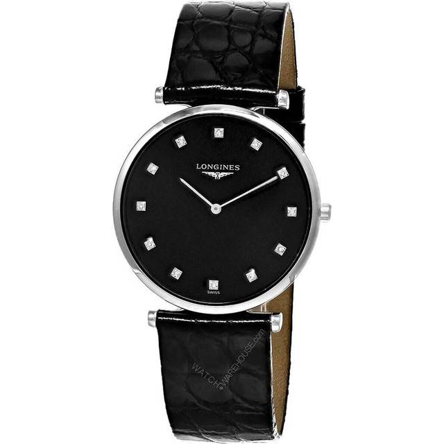 LONGINES La Grande Classique Quartz 33MM 12 Diamond Unisex Watch L4.709.4.55.B / L4709455B - Black - 33 mm