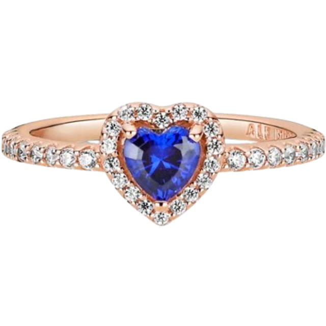 Pandora Rose Gold Sparkling Blue Elevated Heart Ring - 52