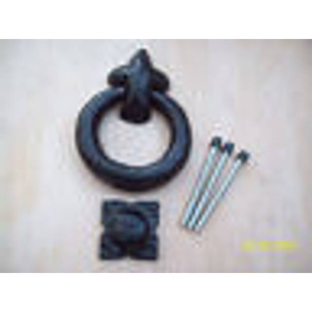 Black tudor wrought cast iron ring door knocker