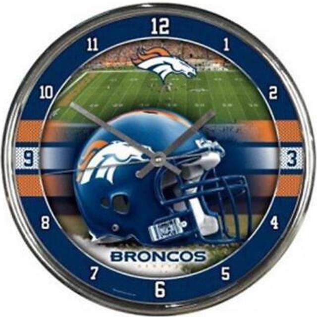 Nfl Football Team Chrome Wall Clock   Denver Broncos   12-Inch