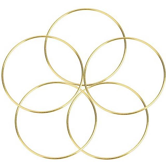 Gold Metal Rings Hoops for Crafts 5 Inch Macrame Hoops Ring for Dream Catcher DIY Crafts Wedding Decorations Garlands  5 Pieces