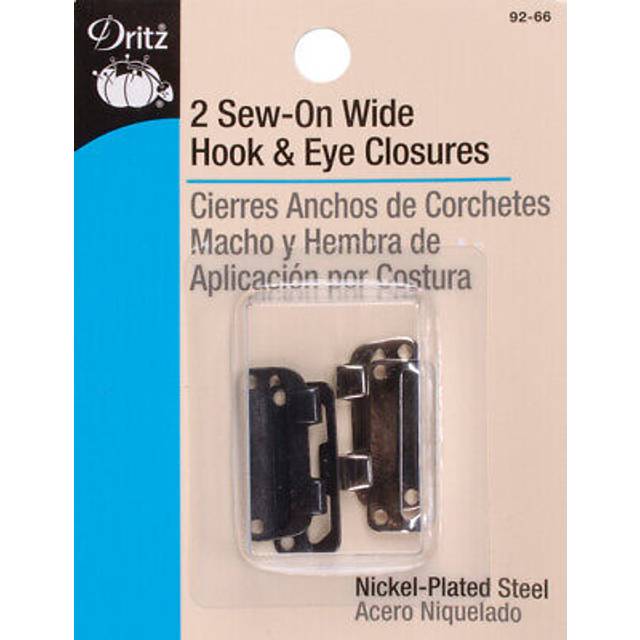 Dritz 92-66 Sew-On Wide Hook & Eye Closures  Nickel 2-Count