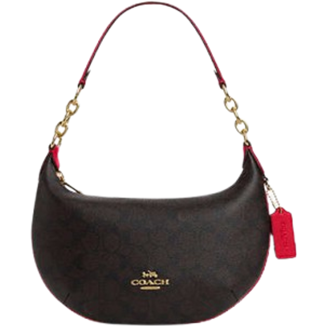 Payton Signature PVC Leather Shoulder Bag Brown Red